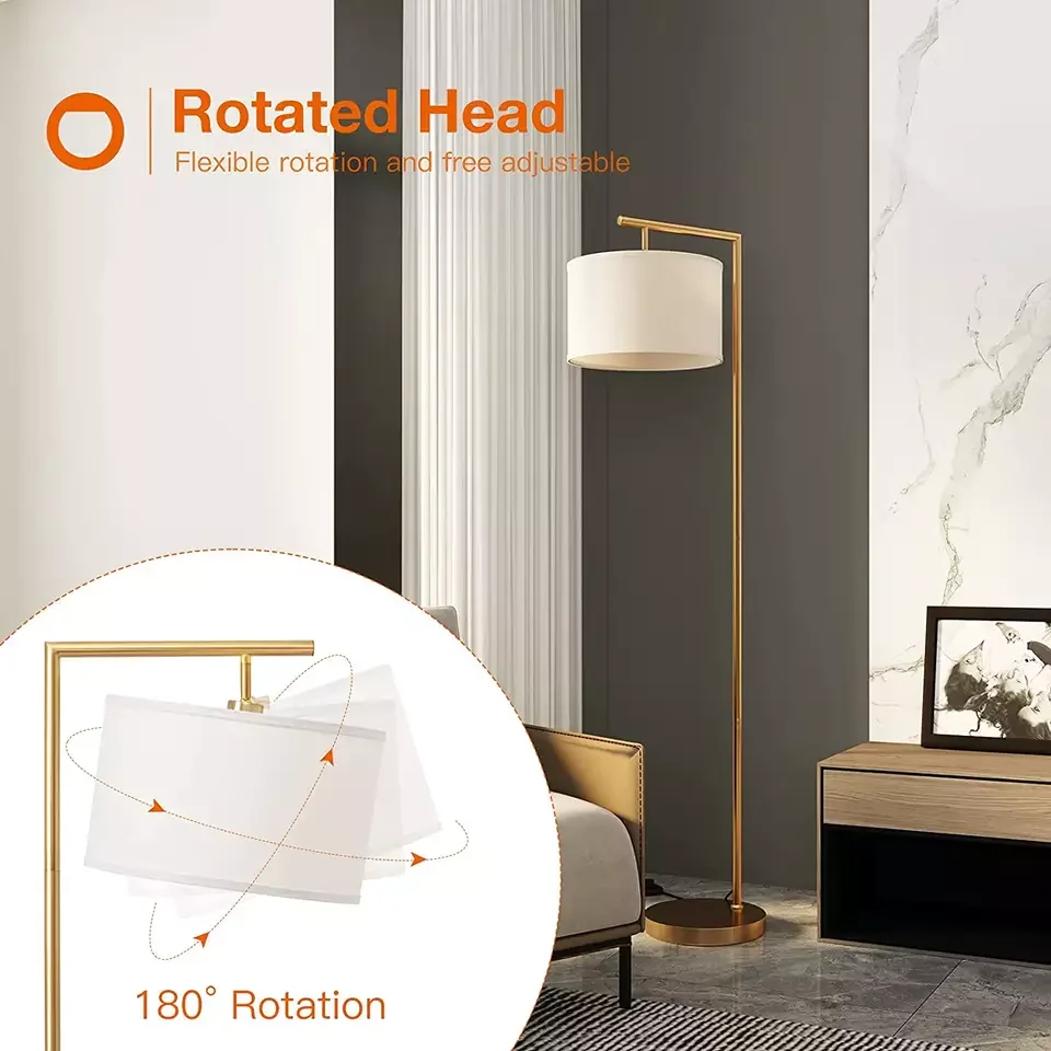 Hot Sell Modern Nursery Nordic Style Simple Creative Fabric Gold Stand Floor Lamp For Living Room Bedroom