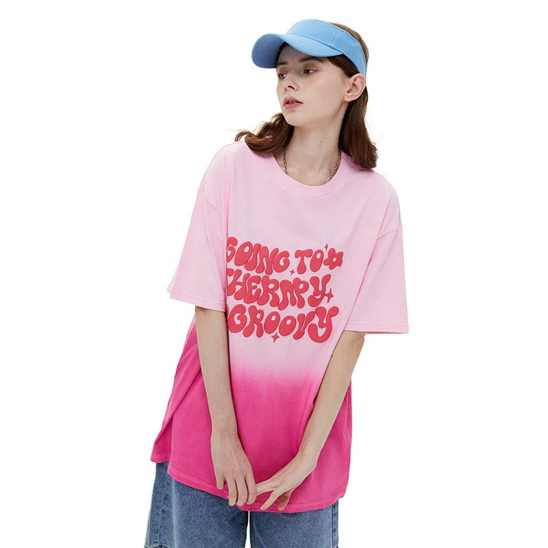 KY Couple Boyfriend Oversized Tshirt Unisex Cotton Wholesale 3d Puff Print Tshirts Unisex