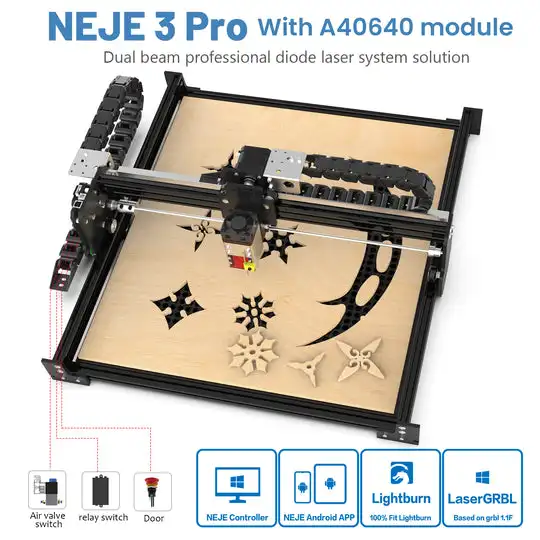 Stock NEJE PRO A40640 High Speed Wood Cutting Machine Mark Printer Smart Metal Jewelry Engraving Machine with Honeycomb panel