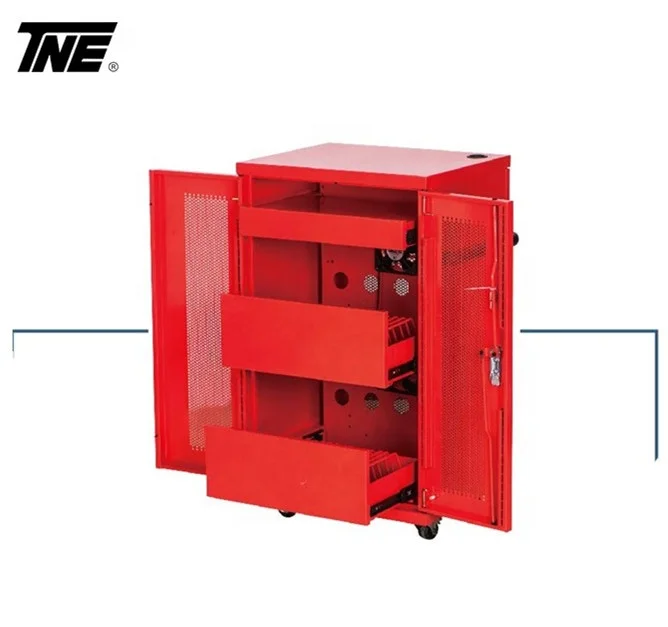 Tablet Mobile Multi USB Smart Charging Cart Sync Trolley Charing Cabinet For Office School and Hospital