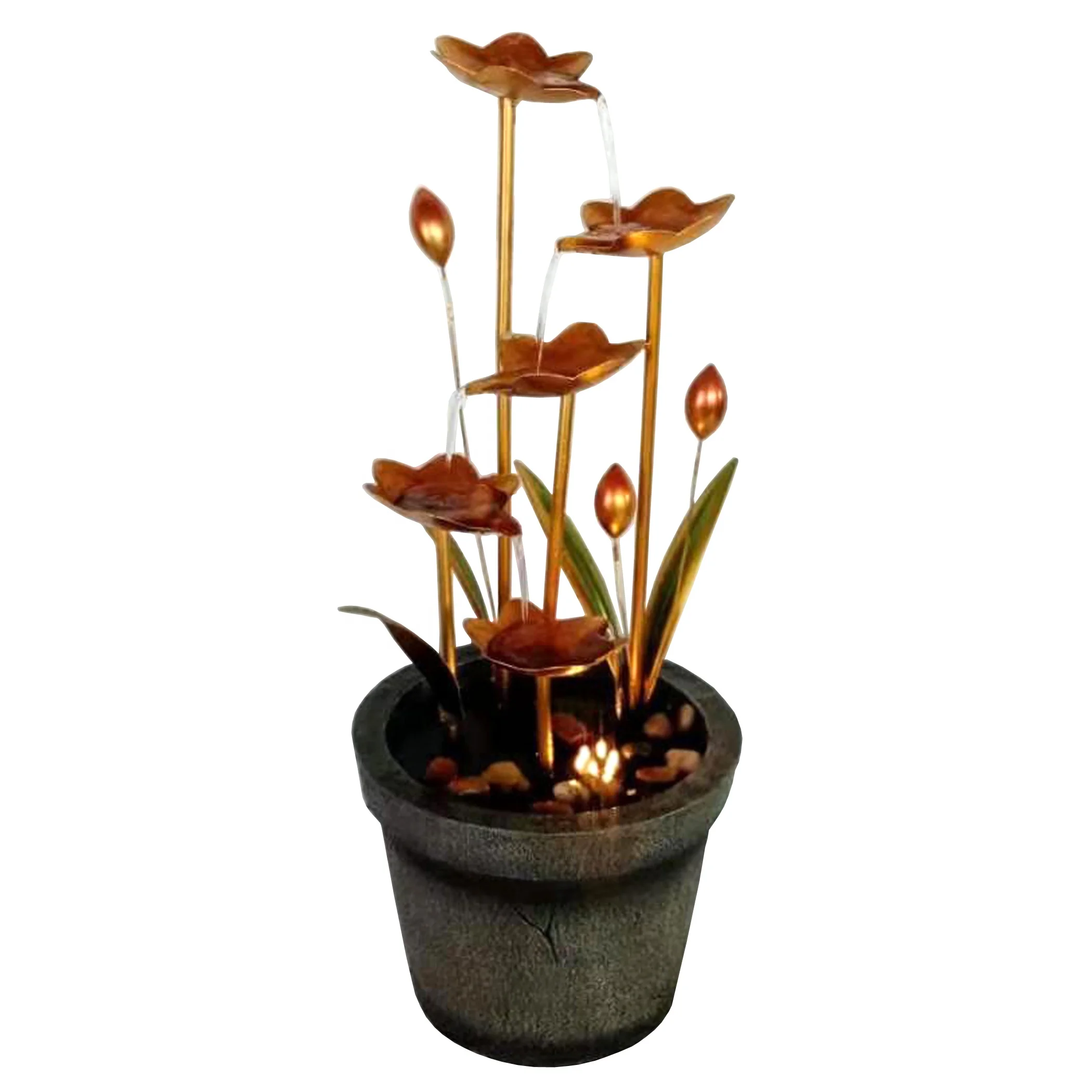 waterfall fountain home garden decor metal flower water feature