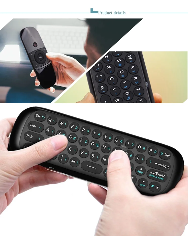 Мини-клавиатура W1 2 4G Fly Air Mouse со встроенной перезаряжаемой батареей мини-пульт
