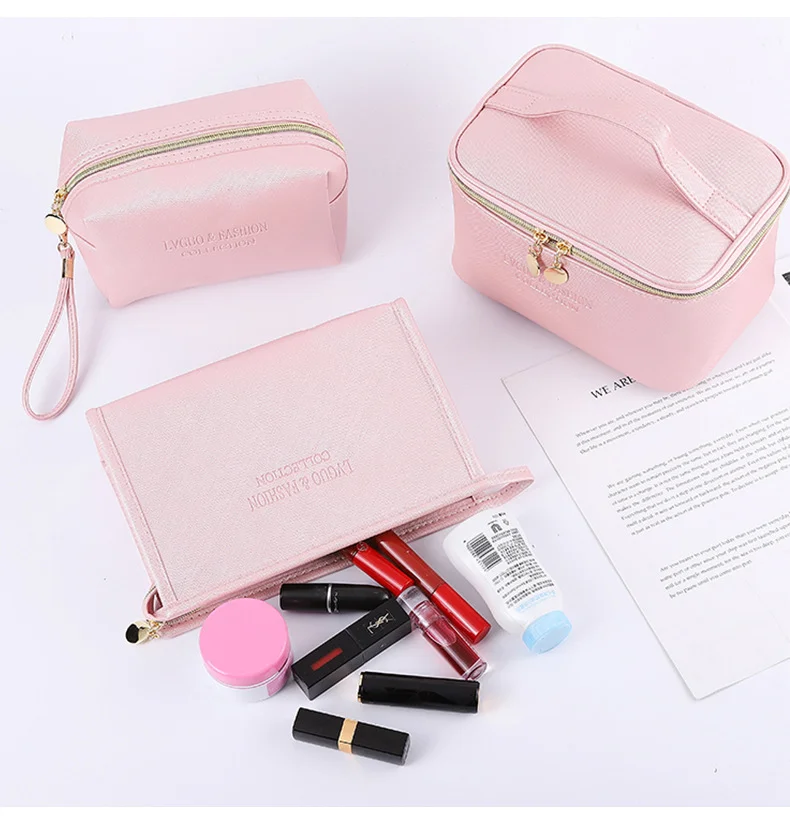 2022 Large Women Cosmetic Bag Organizer Beauty Case PU Leather Waterproof Zipper Make Up Bag Travel Makeup Bag