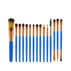 15 Pieces Purple Gold Aluminum Ferrule Makeup Brush Set With Custom Logo Private Label