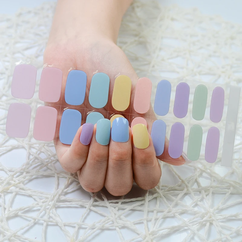 Factory Supplier New Nail Design Sticker Adhesive Semi Cured Custom Uv Nails Art Stickers