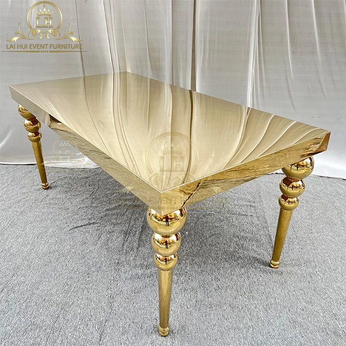 Luxury all mirror gold stainless steel Restaurant Wedding Tables For  Events/Party