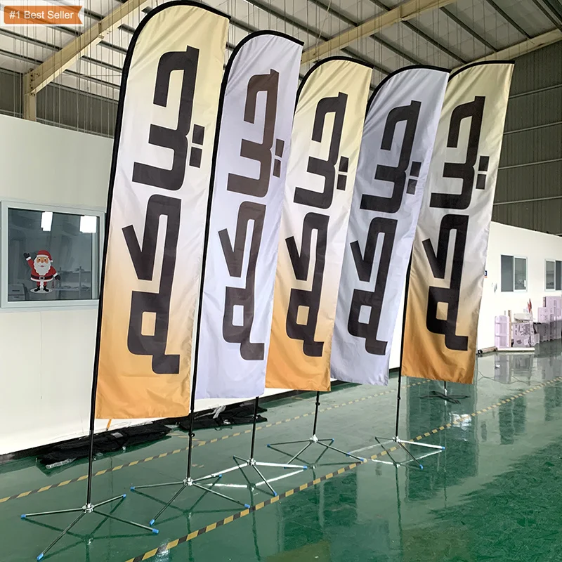 Custom Feather Flag Outdoor Digital Printed Advertising Windproof Feather Beach Flag