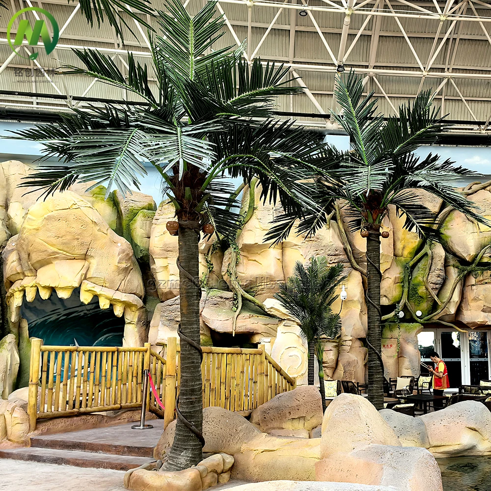 Wholesale Garden Decorative Landscape  Plastic Palm Tree Enduring Topiary Shape Bent Trunk Artificial Coconut Palm Tree