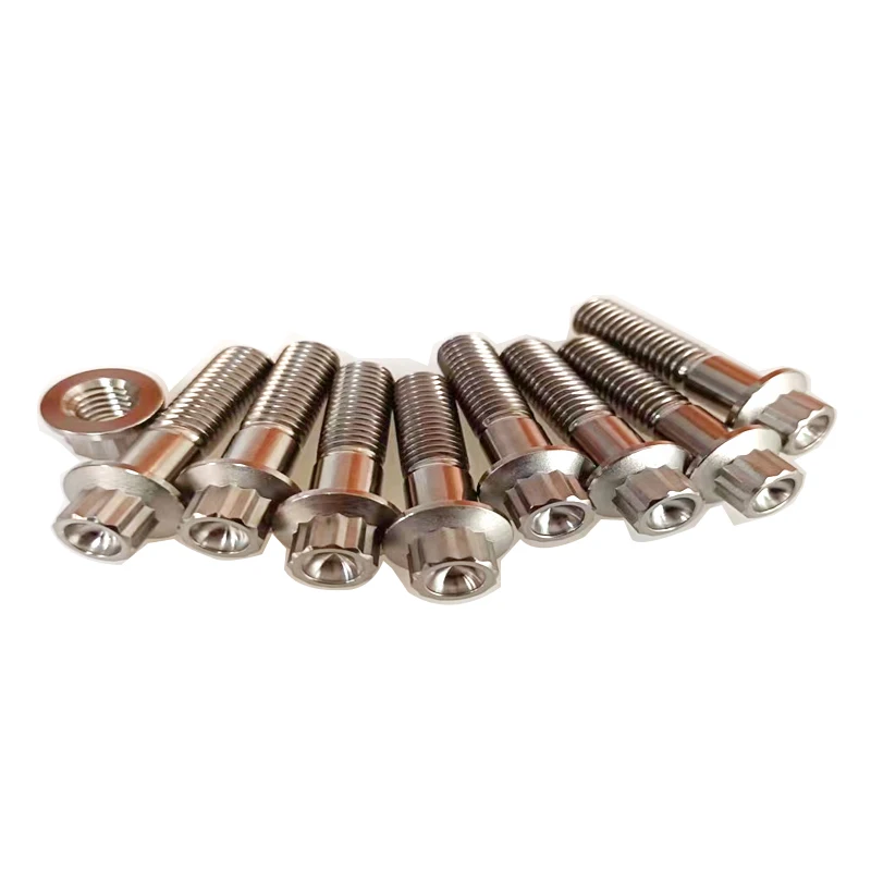 GR5 Titanium Alloy Bolts and Nuts OEM Special Customized Titanium Gr5 TA2 TC4 Anodized 12 Point Flange Nuts