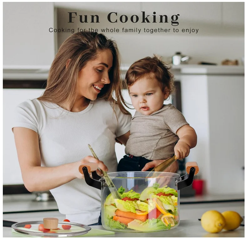 hot selling designer multi function borosilicate clear home kitchen portable high temperature porridge hot pot glass cooking pot