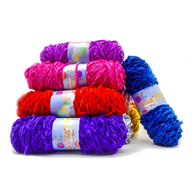 DIY Handmade Stick Needle Soft Chenille Chunky Yarn Wool Crochet Pleuche Sewing Yarn