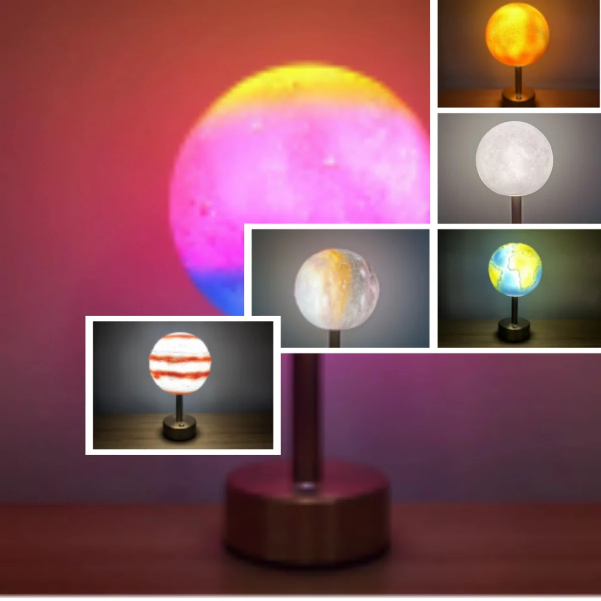 Creative Metal Table Lamp Moon Lamp Wireless Charging Touch Bar Ambient Light Bedside Desk Lamp Iron Night Light