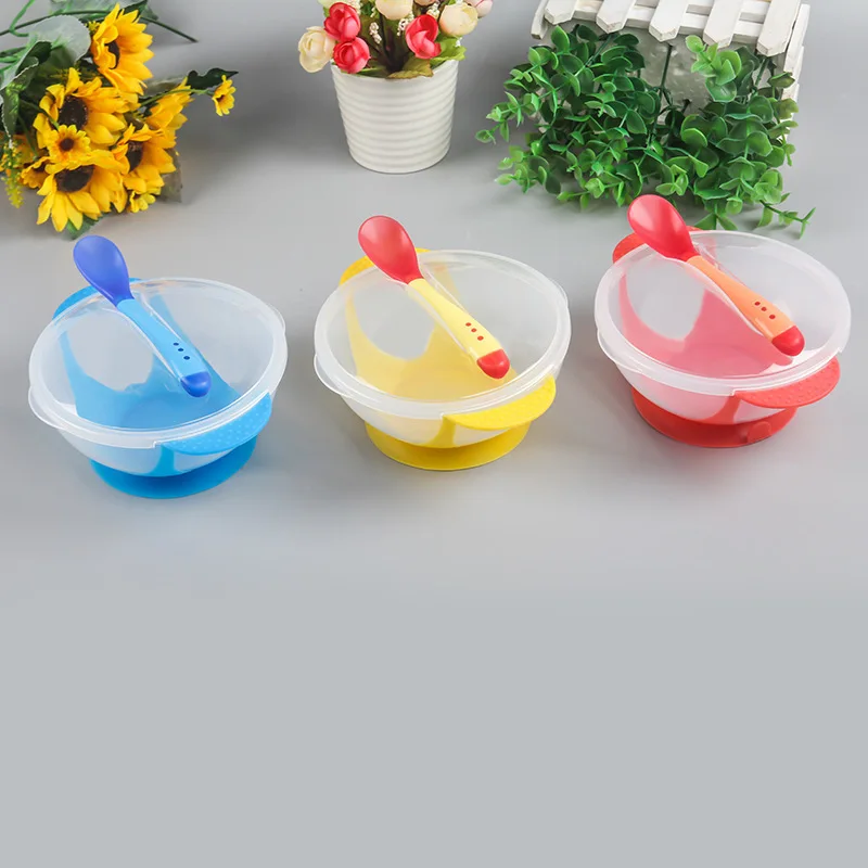 China Factory Cheap Price BPA free PP plastic suction baby bowl with spoon For Kids Toddler