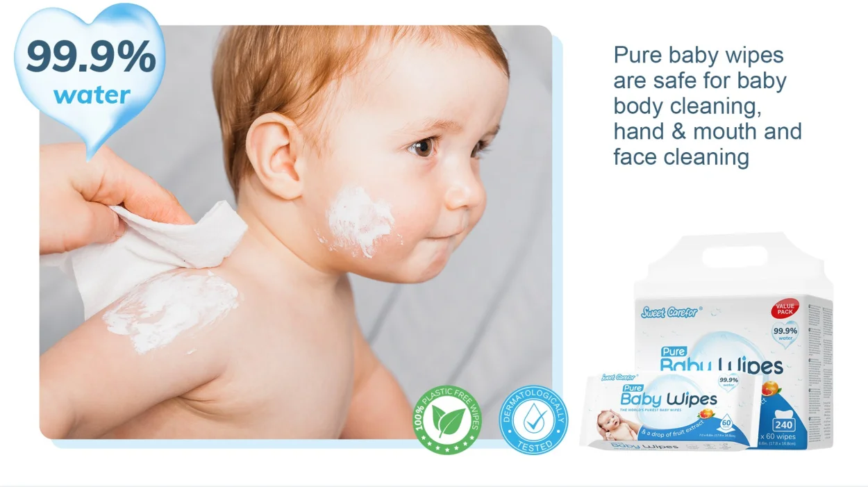 99.9% Pure Water Baby Wet Wipes Plastic Free Plant-Based Without Chemical Purest Baby Wipes Formula In the World