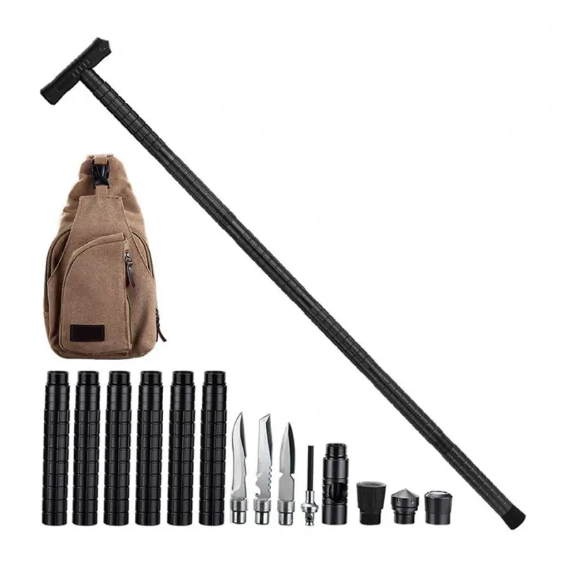 
Customized Outdoor Leisure Multi-Purpose Cut Meat Ice Cone Tactical Pen Self-Defense Hiking Walking Sticks 
