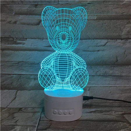 No MOQ Creative gift speaker 3d lamp night light speaker LED hologram night light base