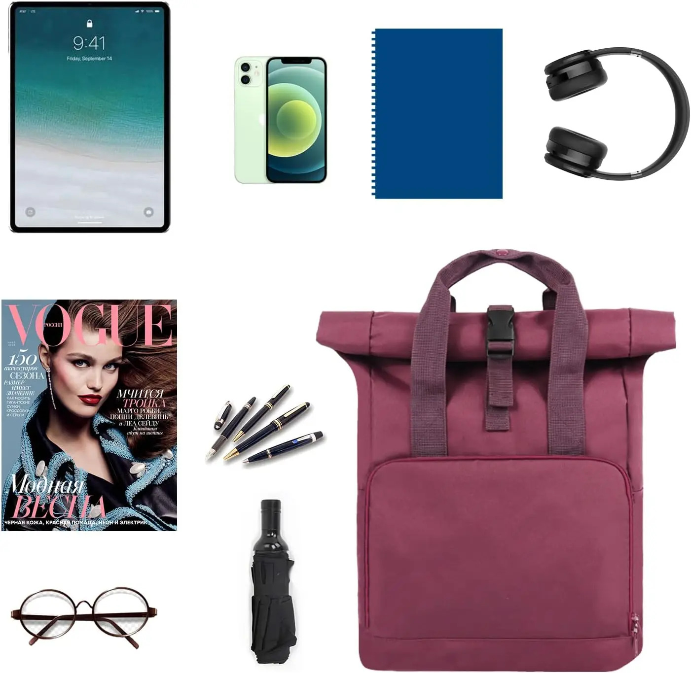 Rolltop Laptop Travel Backpack  Business Computer Backpacks for Men and Women