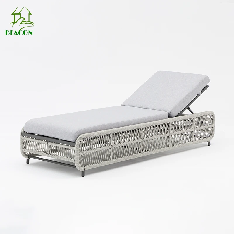 High Quality All Weather Outdoor Furniture Hotel Villa Swimming Pool Rope Wicker Sunbed Beach Chair Sun Lounger