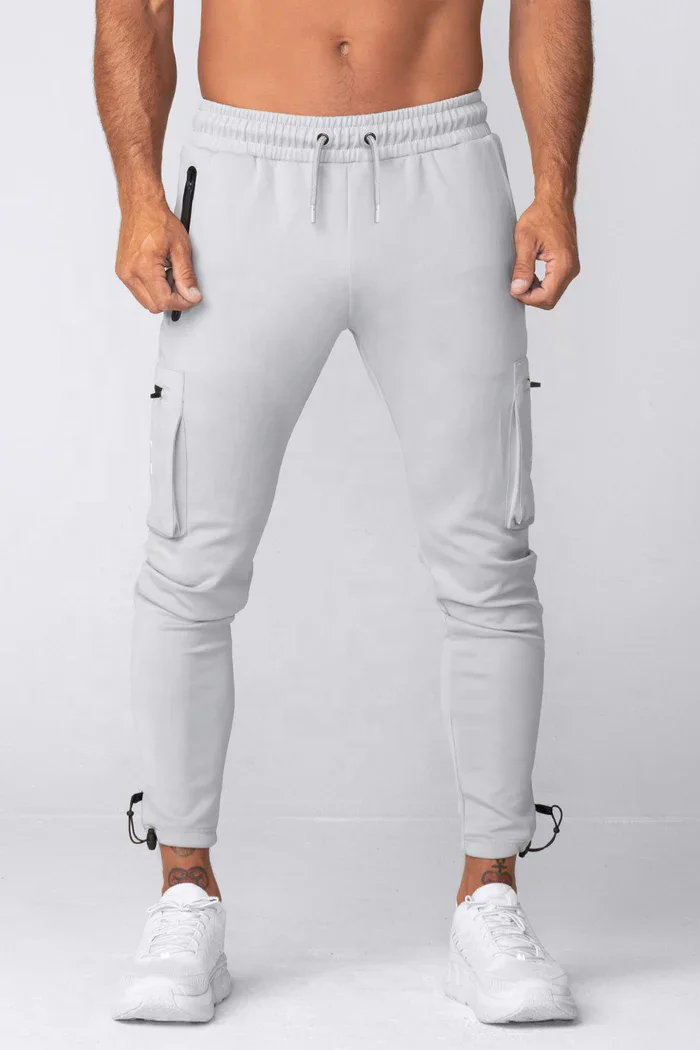 MASSGARMENT Cargo Steel Gray Gym Workout Jogger Pants For Men Running Sports Sweatpants