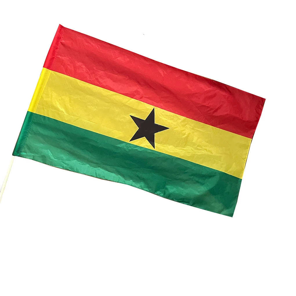 High quality stock 3*5ft polyester Ghana national country red yellow green star flag