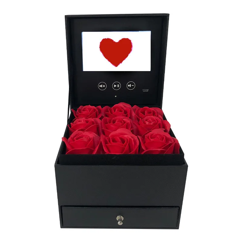 Upload Your Music LCD Screen Box With Flower Wedding Gift For Couple