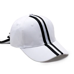 Female 5 Panel Baseball Hats Cotton Hip Hop Hat Hipster Stripe Caps with String