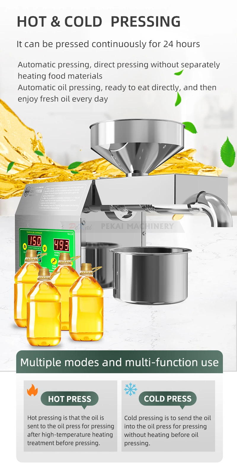 Intelligent B01S Automatic Peanut Coconut Olive Oil Press Machine For Home Use