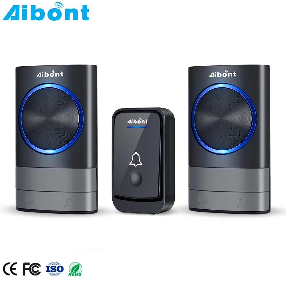 Portable Operating Radio Range Wireless Doorbells With 52 Chime Kit 1 Remote Button Transmitter 2 Receivers
