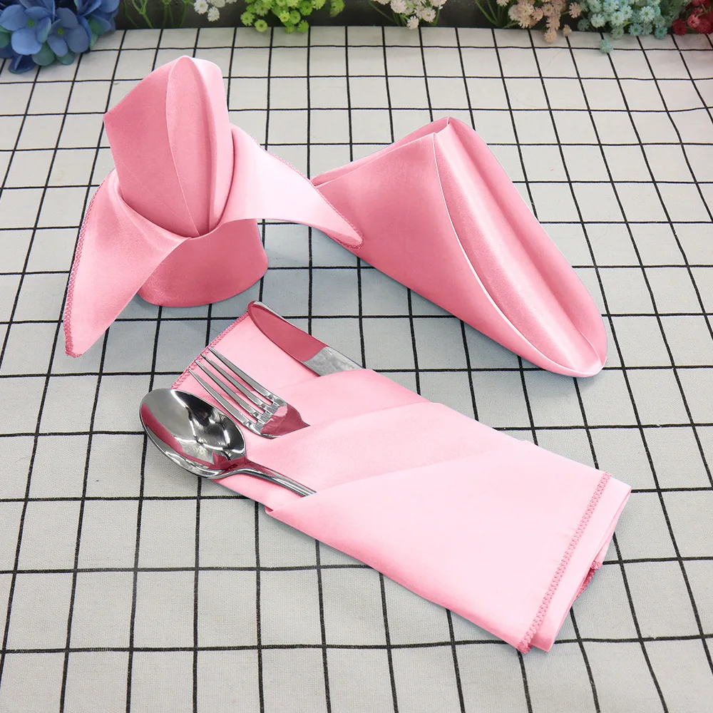 Wholesale Kitchen Dinner Hotel Wedding Party Decoration Colorful Satin Cloth Napkin For Banquet