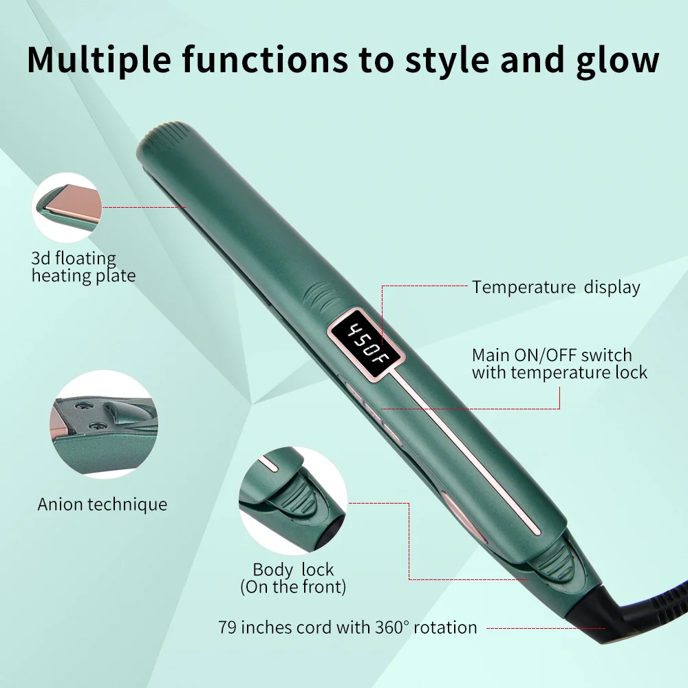 PRITECH Coating Fast Heating Electric Hair Straightener Planchas De Cabello Dual Voltage Ceramic Flat Iron LED Customized 48W