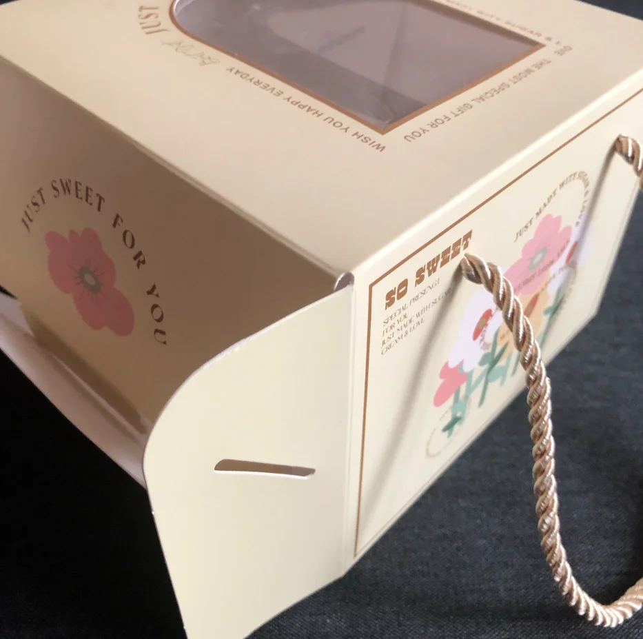 Personalized Cake Paper Box Food Grade 4 Inch Cardboard Cake Packaging Pastry Dessert Cake Box With Clear Window