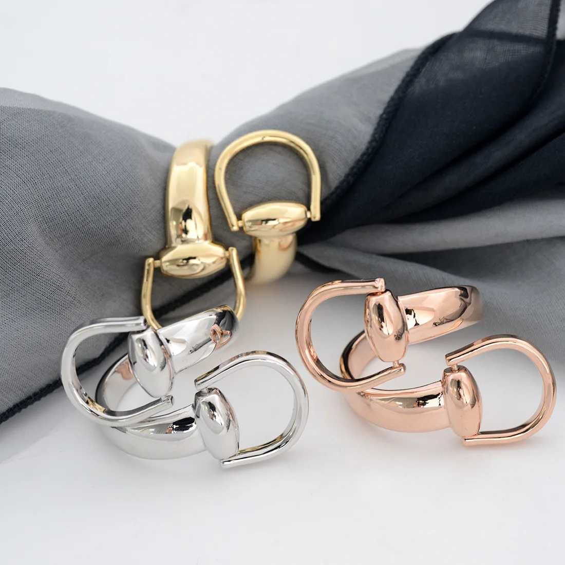Clothes Decorative Copper Alloy Jewelry Lady Women Scarf Shawl Buckle Clip Brooch Rings For Scarf   Women Accessories