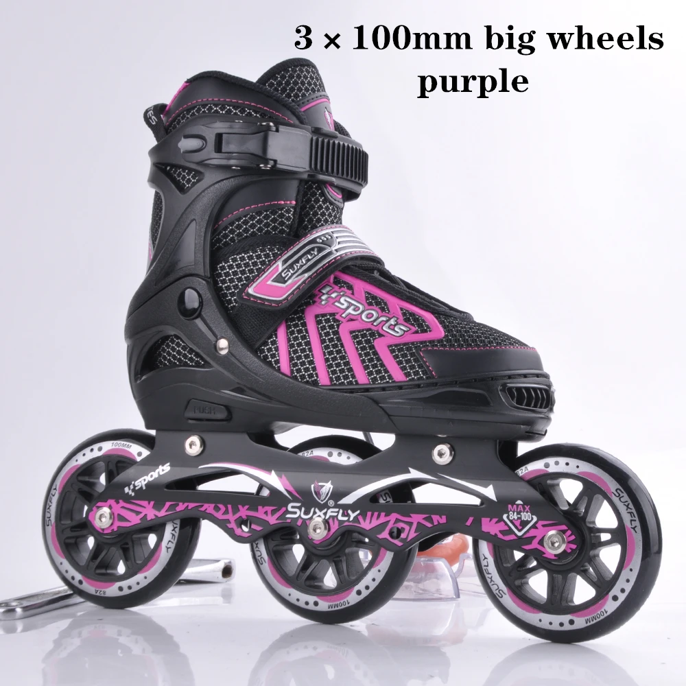 2021 Popular Classic Big 3*100 mm Wheels Mesh Leather Adjustable Size Inline Skates Blue Pink Grey Green
