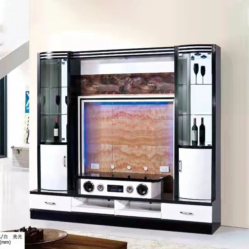 Classic Luxury White Modular Wood Led Tv Stand Living Room Storage Display Cabinet Modern Wooden Living Room Wall Tv Cabinet