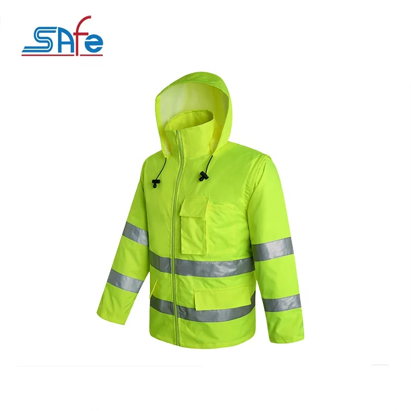 New style high visibility reflective raincoat safety jacket for rain