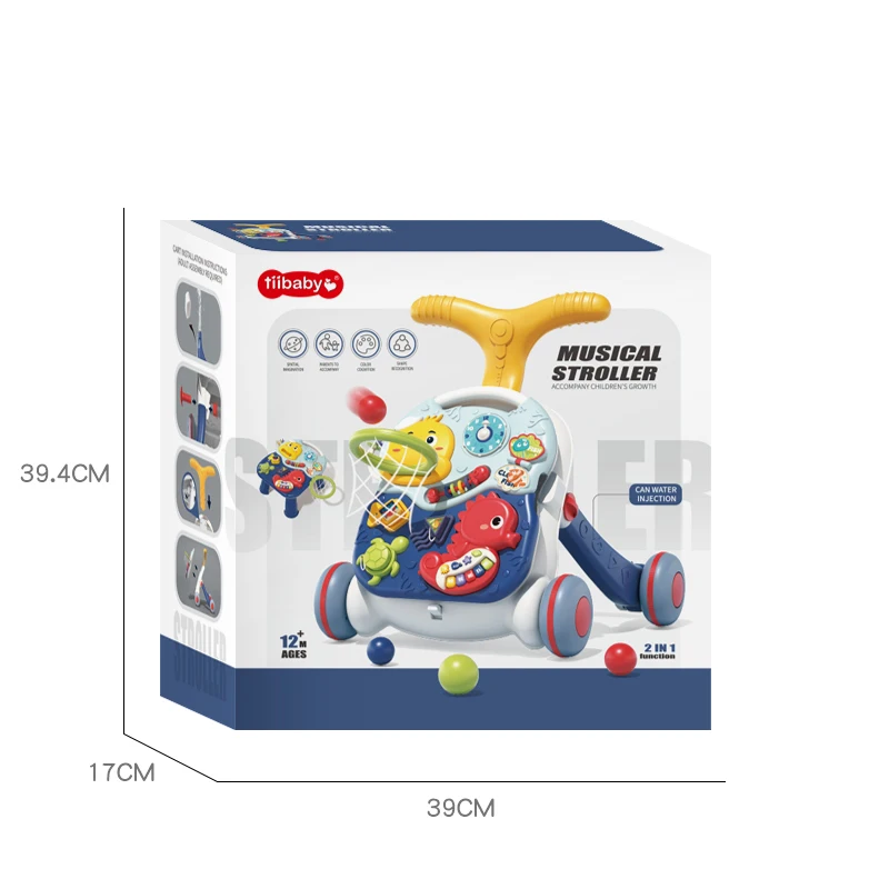 2 in 1 Multifunction Baby Learning Activity Cheap kids Musical Stroller Toy baby walker For Kids Gift