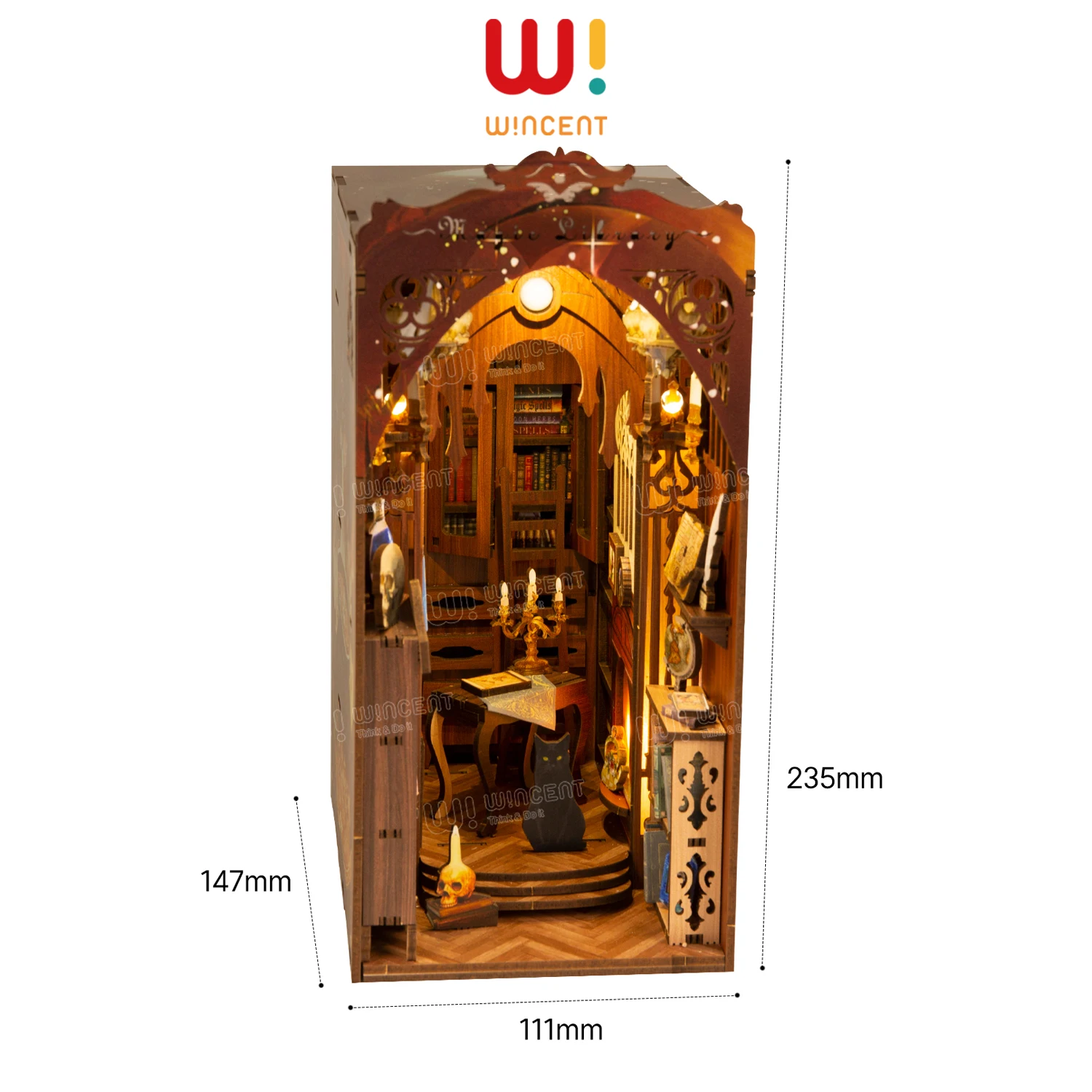 Magic World Liberary Bookend Human Body Sensor Light Wood Laser Cut And UV Print DIY Gift Exquisite Details Kids Book End