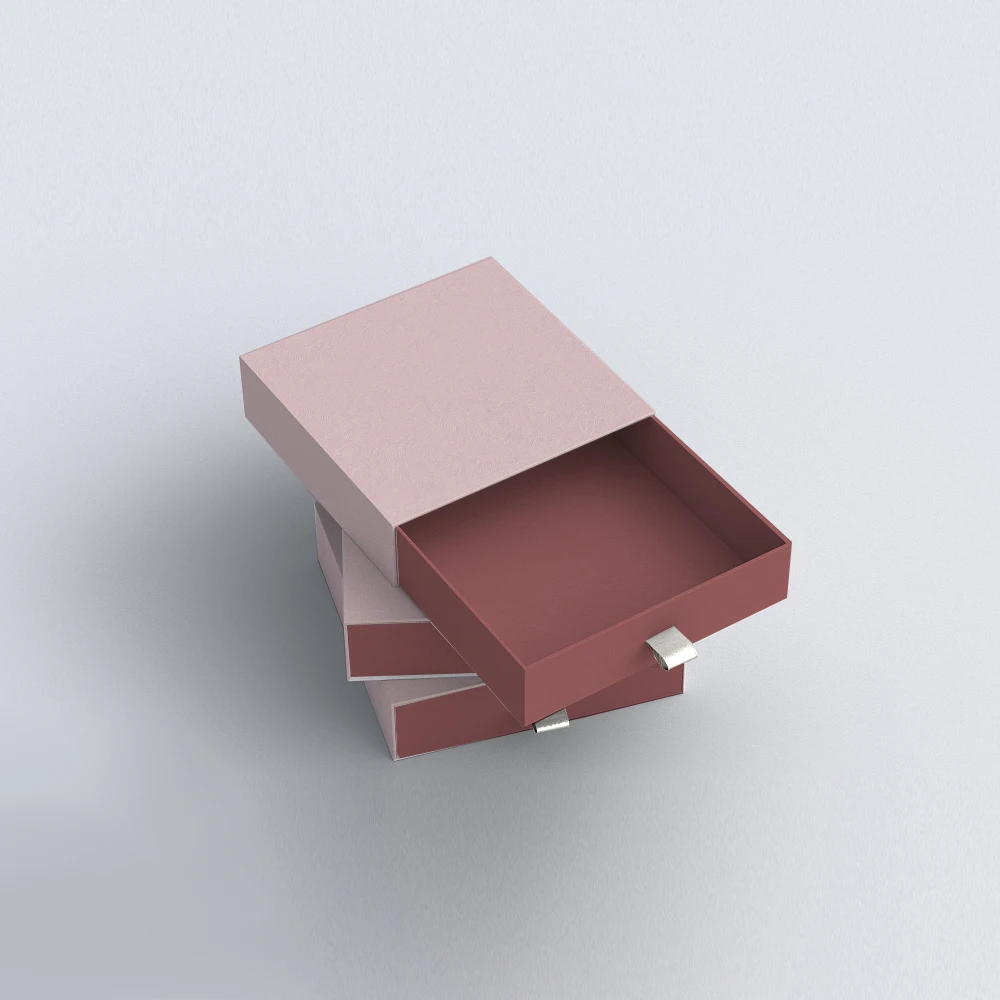 Custom Luxury Paper Sliding Box Drawer Type Gift Jewelry Packaging Boxes with Ribbon