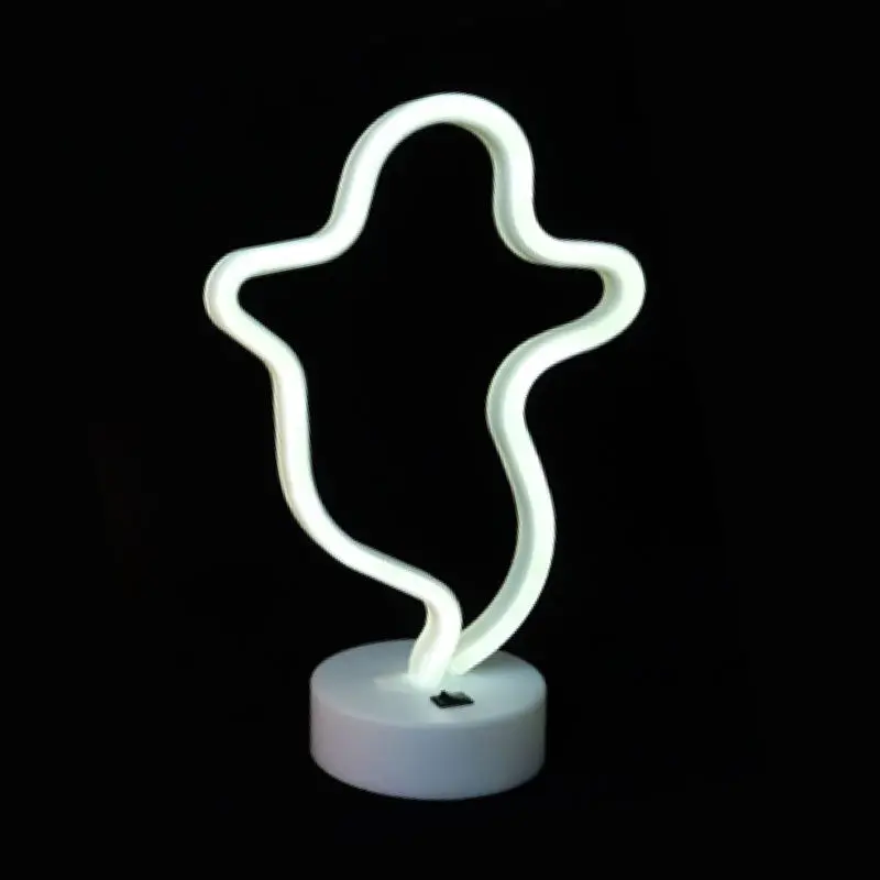 Amazon hot sale 29cm Battery operated plastic frame halloween faux neon  ghost table light