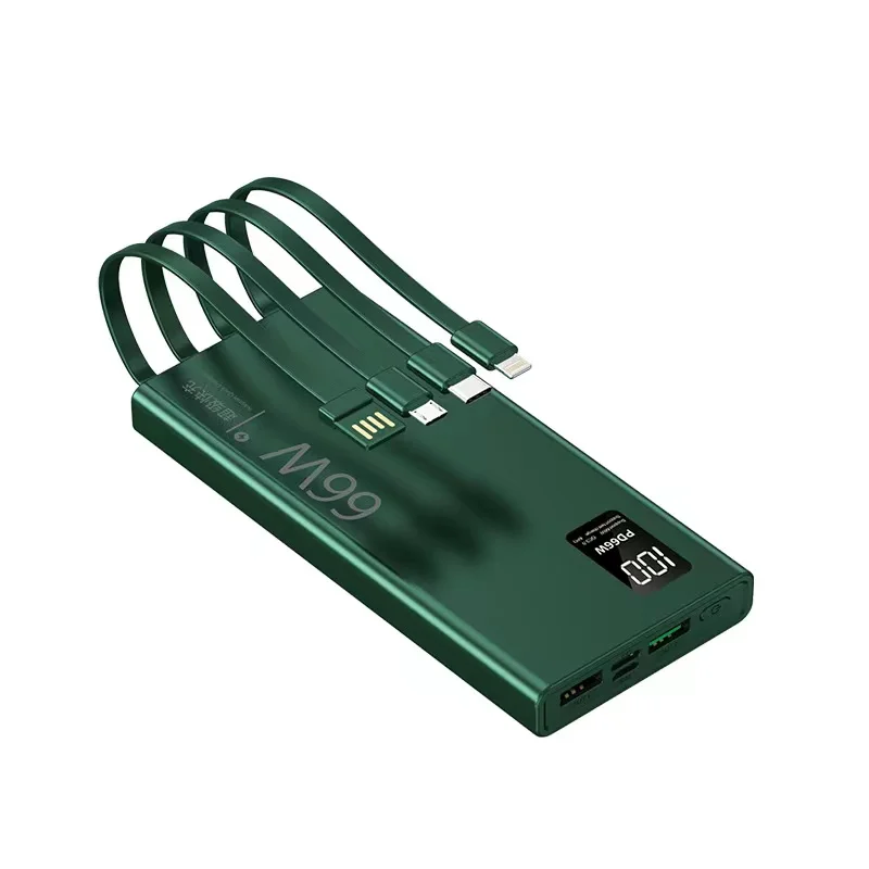 The new ultra-thin cable mobile power supply with large capacity digital display charging treasure wholesale customization