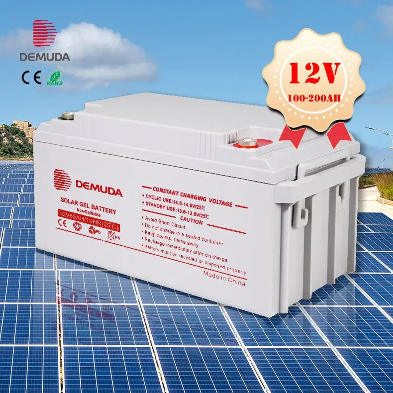 DEMUDA Rechargeable 12V 100ah gel batterie 150ah 200ah Solar Energy Storage Lead acid Batteries for Solar Panel Inverter System