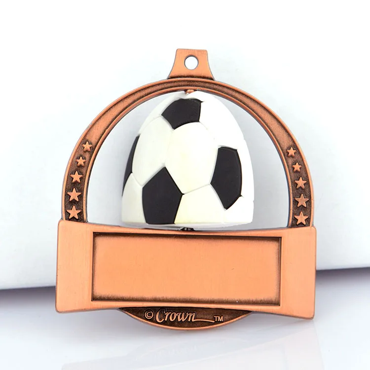 Wholesale Promotional Design Logo Football Medals Custom Sublimation Medal With Ribbon Rotate Medals