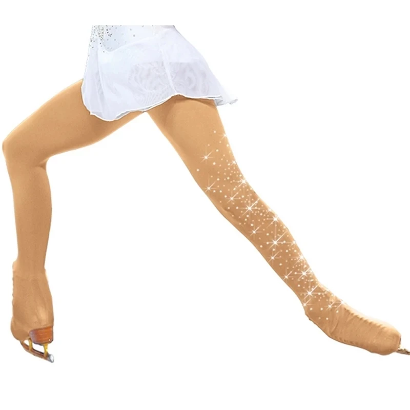 Rhinestone Figure Skating Pants Tights Adult Kids Gymnastics Tights Skating Socks Girls Tight