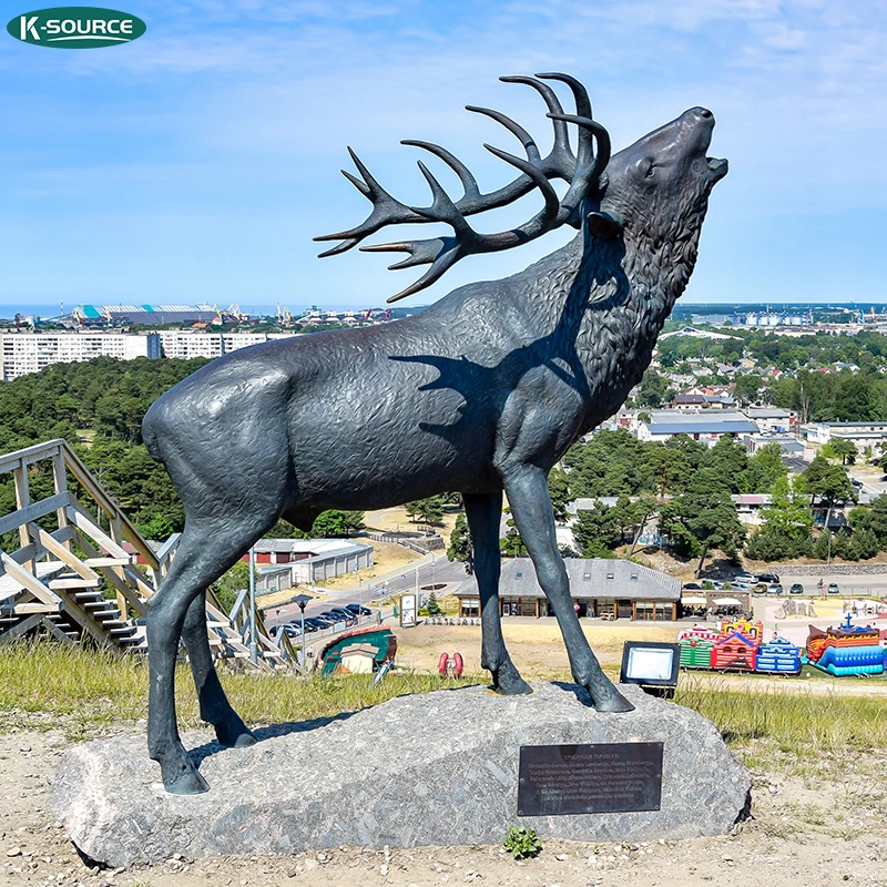 Large outdoor decoration animal  deer family sculpture bronze elk deer statue