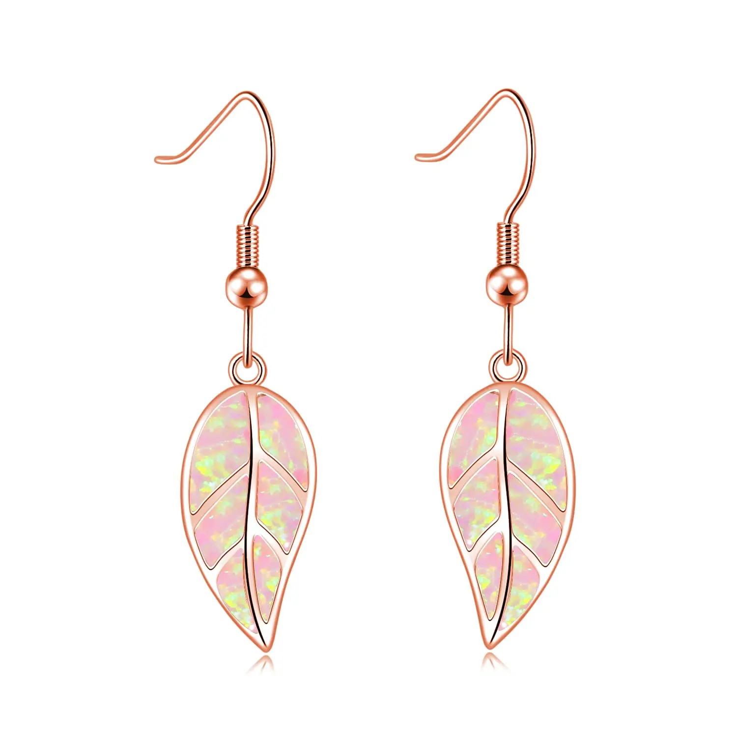 Manufacturer Wholesale Fashion Blue / Green Fire Opal Leaf Drop Earring Jewelry For Lady