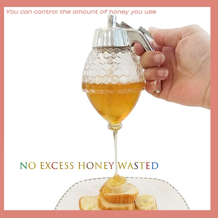 New Arrival Honey Dispenser Transparent Honey Bottle Wholesale Honey Jar With Handle
