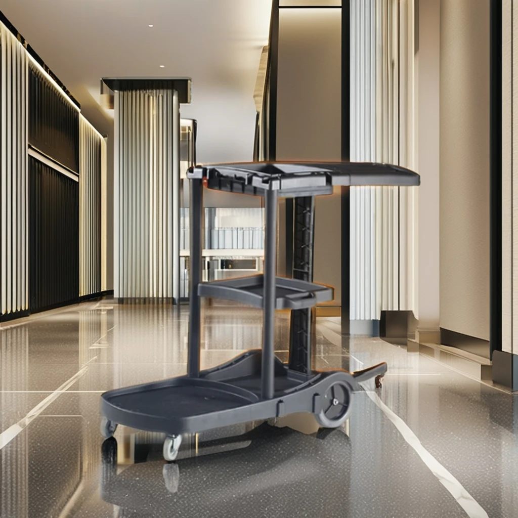 Manufacturer Plastic Flat Mopping Bucket Cart Mini Folding Housekeeping Janitor Cleaning Trolley Cleaning Equipment for Hotel