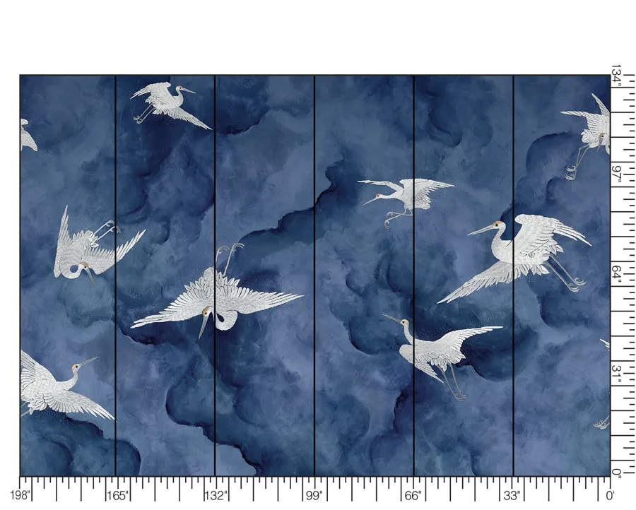 ROYI ART Chinoiserie hand painted wallpaper colours on real silver gilede paper