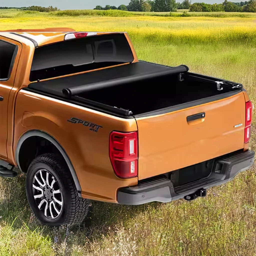 High quality Car Accessories Waterproof Pickup Truck Bed Cover OEM Soft Type Roll Up Tonneau Cover For Ford Ranger 5ft