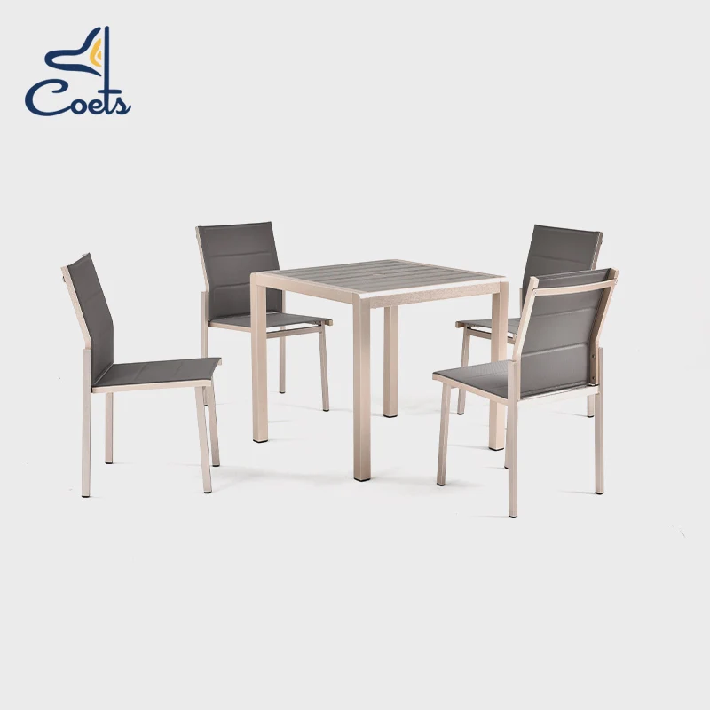 High Quality Patio restaurant furniture outdoor tables and chairs set cafe alu table garden metal dining tables and chairs